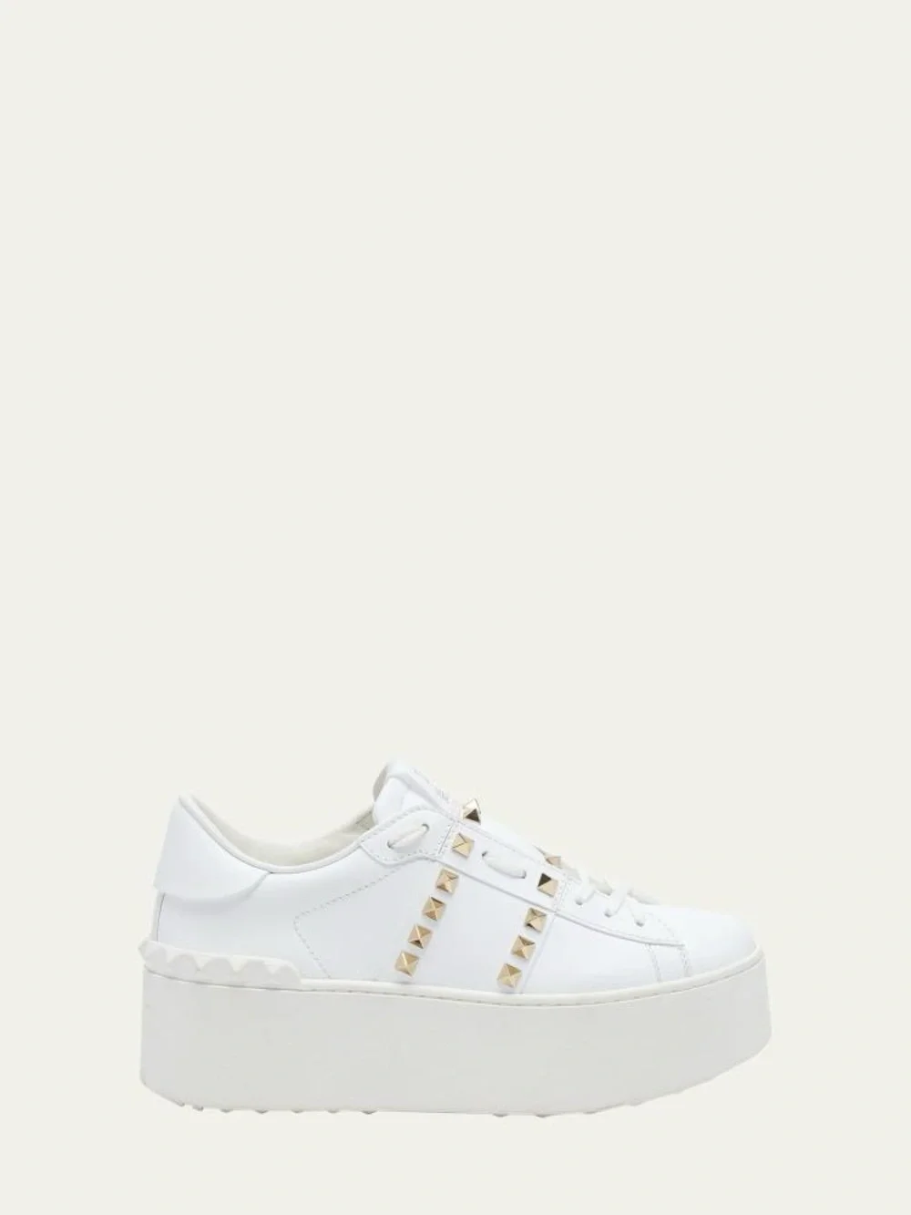Valentino Garavani Rockstud Untitled Bianco/ Gold Stud Platform Sneakers Size 8